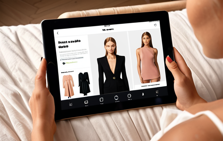 **
Prompt: Modern woman browsing an online store on her tablet, personalized product recommendations displayed. Focus on user interface with AI-driven suggestions. Warm, inviting lighting. Swedish fashion e-commerce website aesthetic.
**